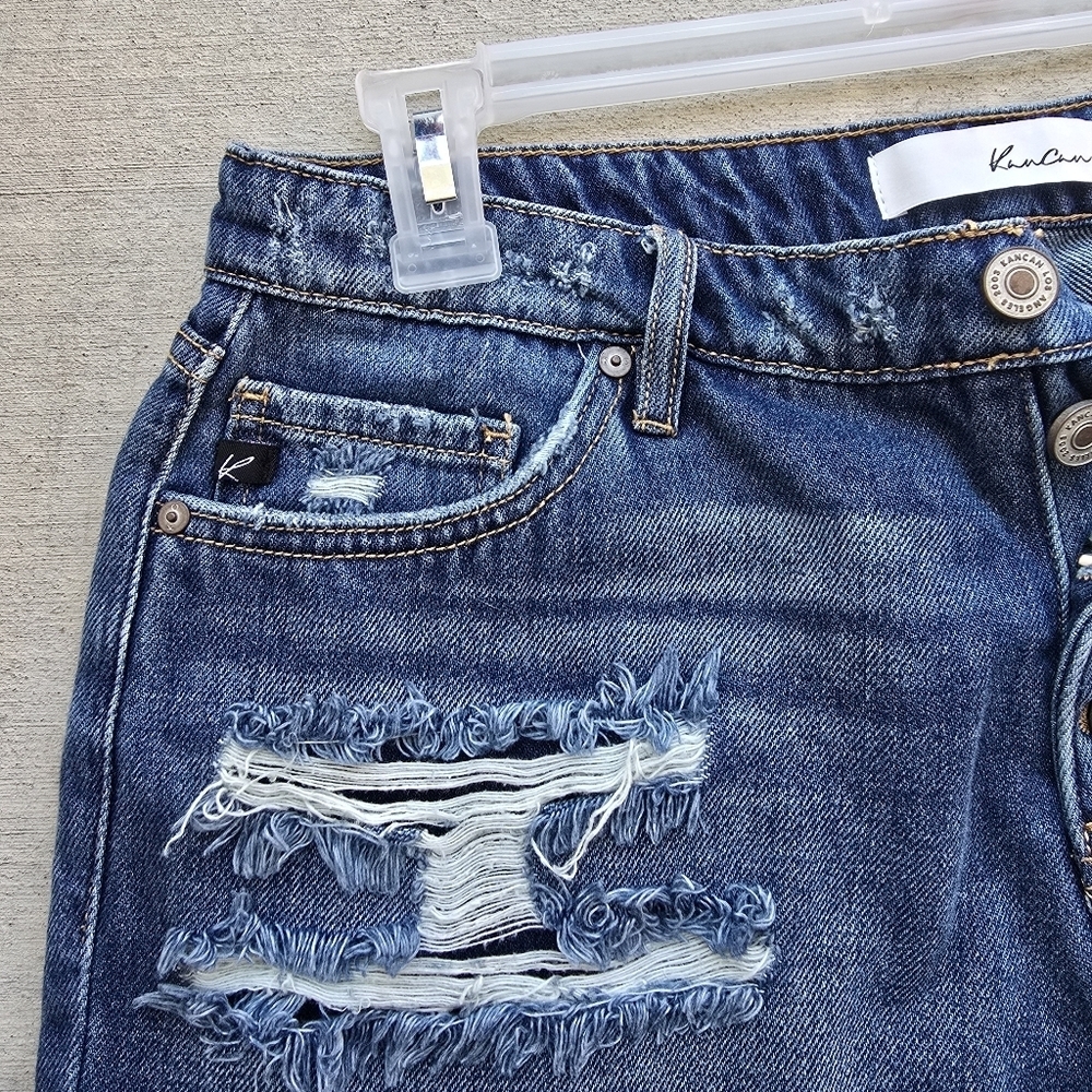 KanCan Blue High-Waisted Distressed Jean Shorts - Picture 6 of 10